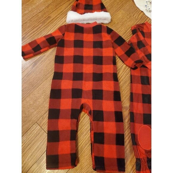 Unisex 3-6 Month Infant Holiday Outfits One-pieces Lot of 4 Buffalo Plaid 2 Bibs - Picture 2 of 10